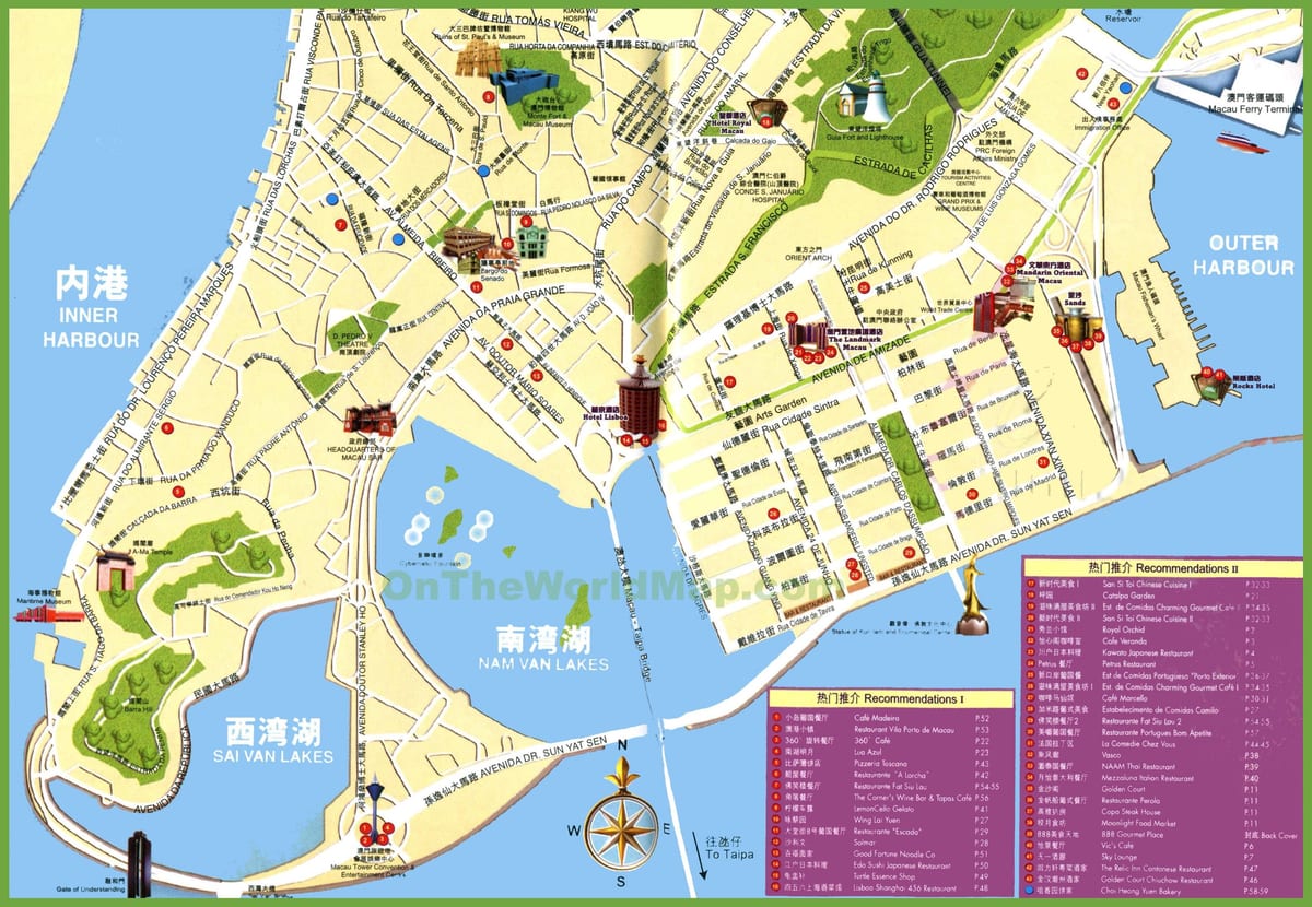 turismo lekuak Macau mapa