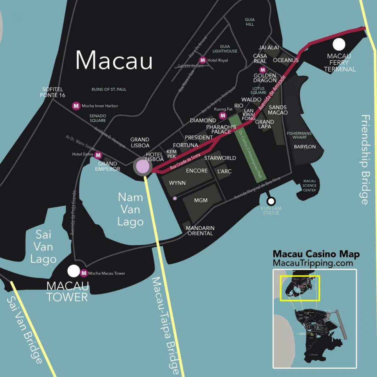 mapa Macau Txina casinos